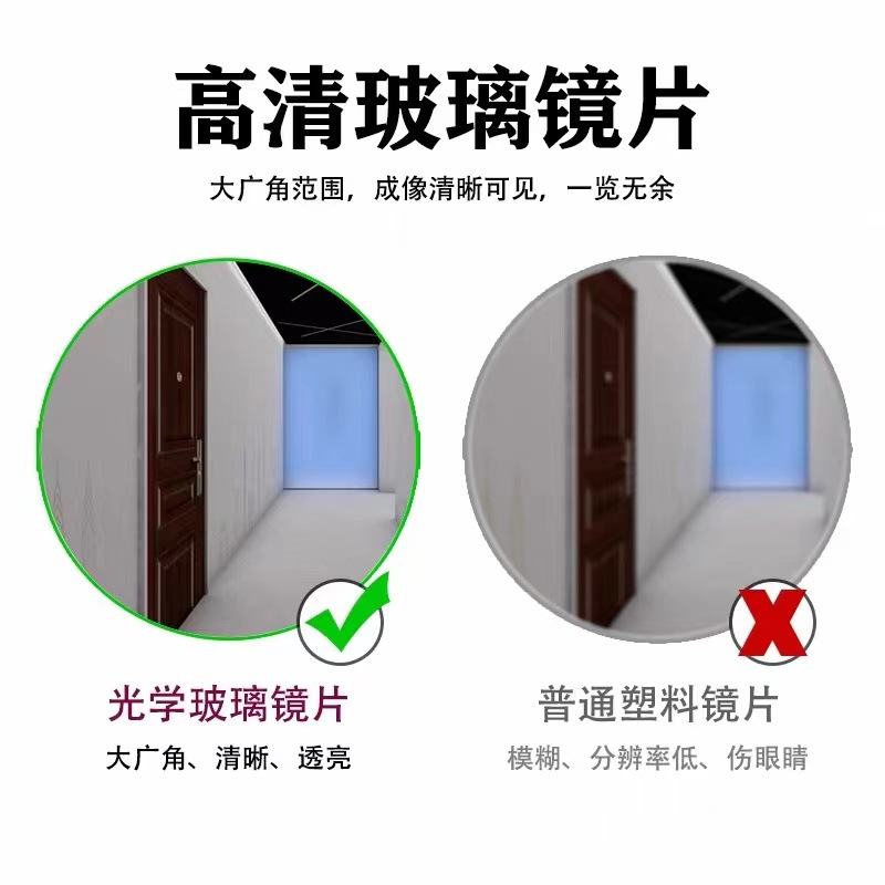 Large-sized household entrance anti-theft door anti-picking peephole 220-degree high-definition adjustable stainless steel door mirror thickened peephole details Picture