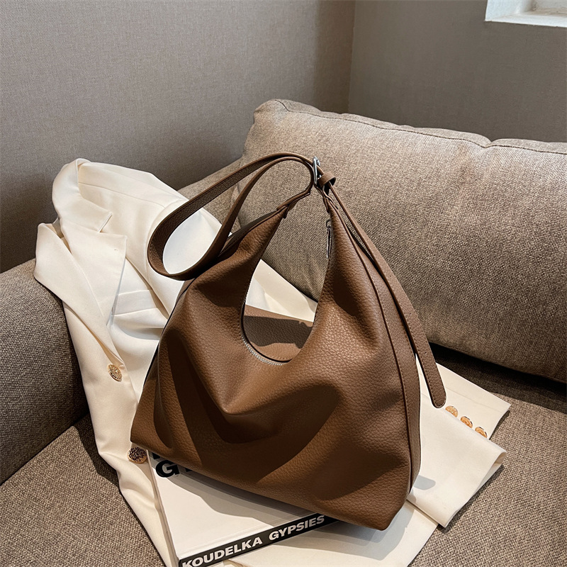 Large-capacity women's 2024 new trendy single-shoulder bag, solid-color fashionable women's bag, high-end commuting crossbody bag for work Specification drawing