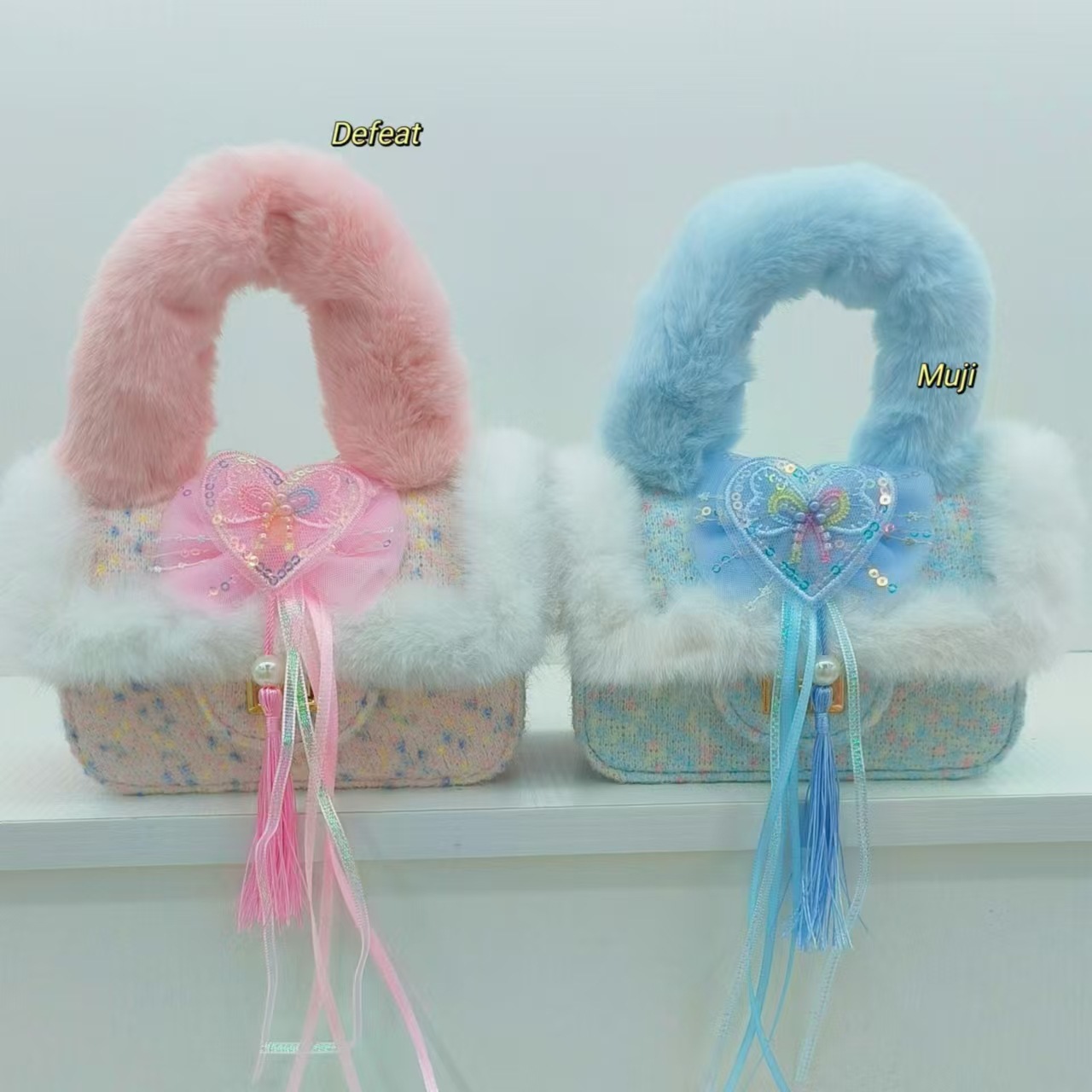 Chinese-style plush handbag, children's stylish and fashionable, little girl single-shoulder crossbody bag, small square bag, accessory bag, coin purse Specification drawing