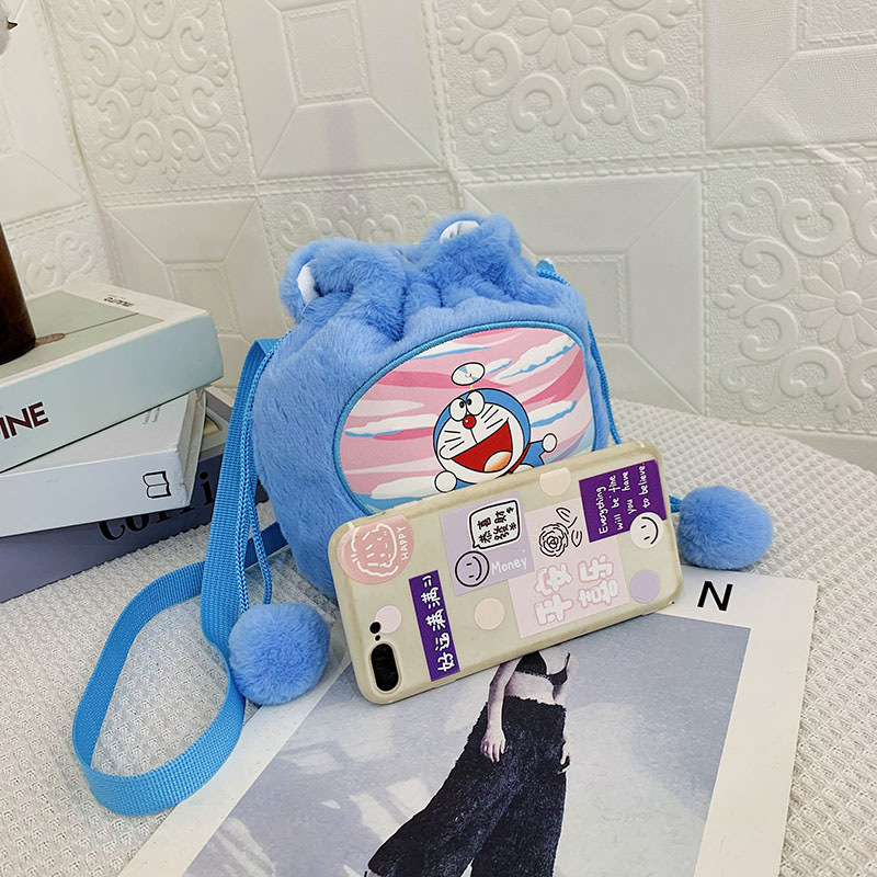 New Sanrio plush drawstring drawstring bag, candy single-shoulder drawball small bag, claw machine doll bag details Picture