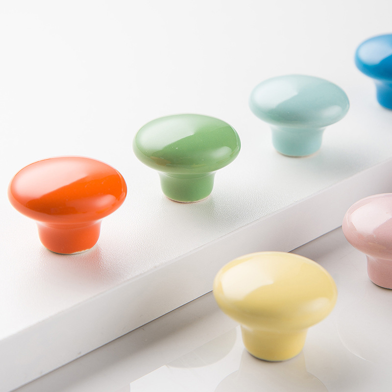 In stock, ceramic handles, round drawer handles, hooks, modern and simple cabinet door handles, children's cartoon stickers Specification drawing