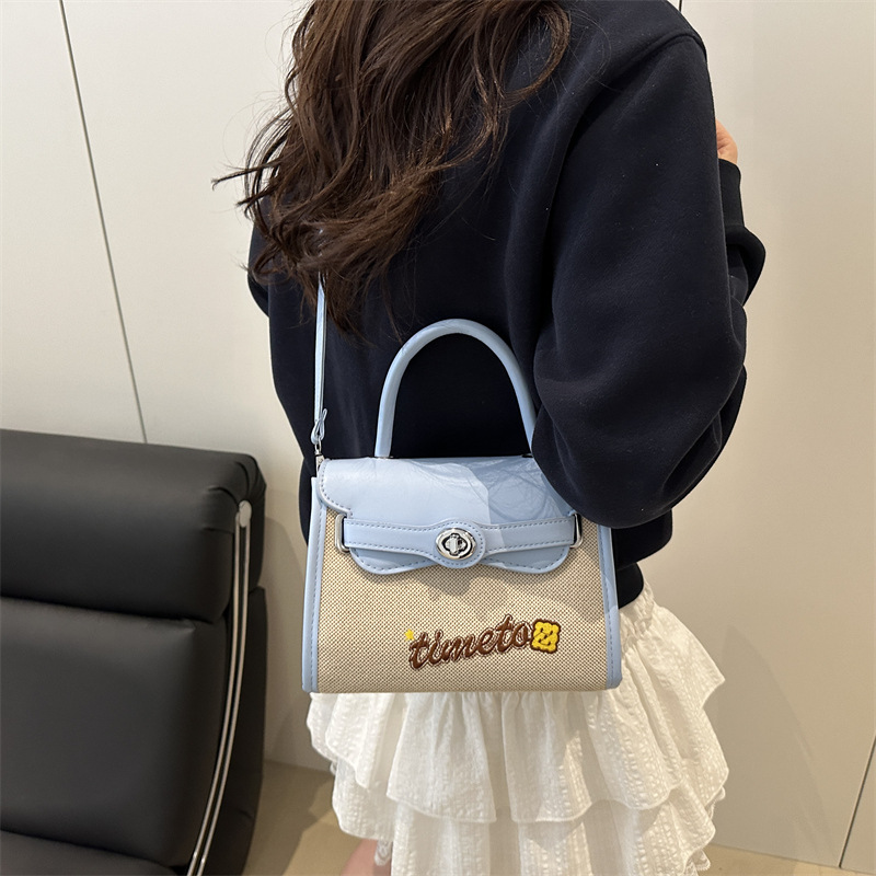 Spring and Summer color-blocking small bags for women, 2025 new fashionable and versatile crossbody bag, hand-held small square bag, Kelly bag details Picture