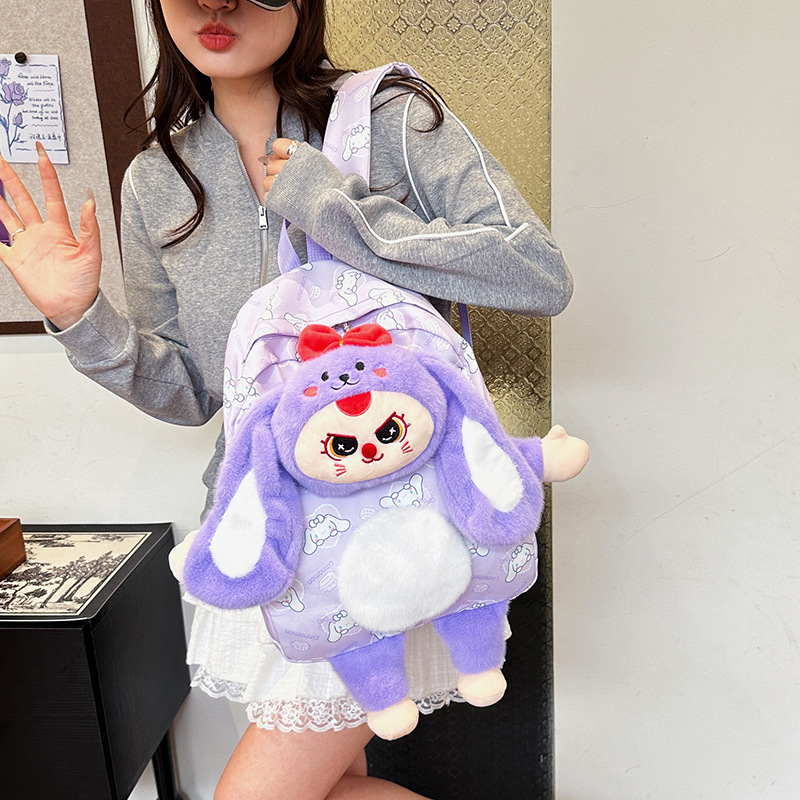 New cartoon backpack, cute cartoon and anime doll plush bag, large-capacity backpack for primary and secondary school classes Specification drawing