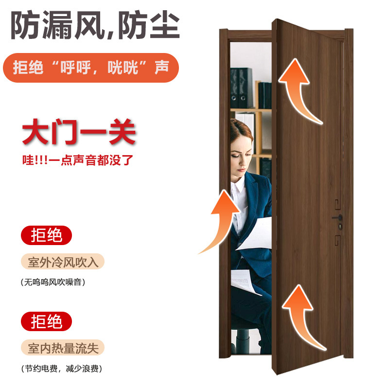 Soundproof sealing strips for bedroom door gaps, silent anti-collision strips for wooden doors, windproof and heat-insulating rubber strips for door frames, and conventional slot type details Picture