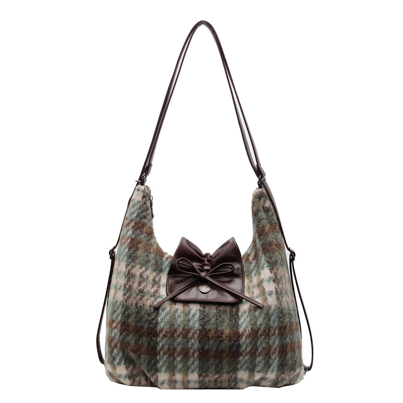 Large-capacity woolen women's backpack, 2024 new commuter fashion versatile backpack, crossbody bag, single-shoulder tote bag Item Picture