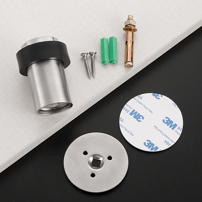 Stainless steel circular door stop without drilling, rubber anti-collision door stop, safe household cylindrical door, floor-mounted door stop Specification drawing