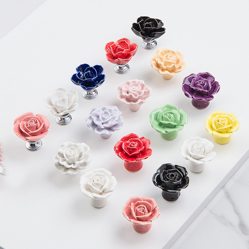 Ceramic handle in stock, rose for export, ceramic European antique country style, handcrafted children's decoration full figure