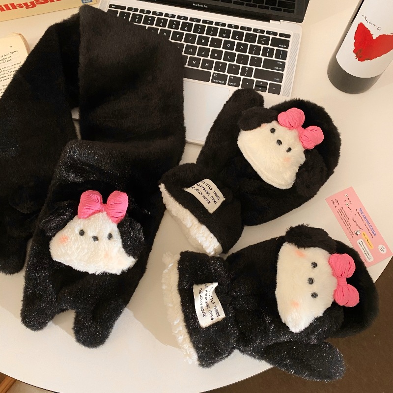 Bowknot puppy scarf on Instagram, high appearance level for winter, windproof and cold-proof, thickened and fleece warm scarf for student cycling Specification drawing
