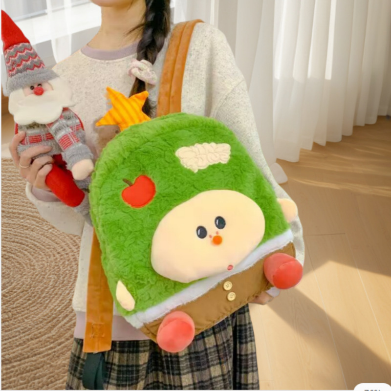New Apple Tree backpack, ins Japanese-style Hong Kong-style velvet backpack, cartoon girl heart, large capacity doll shoulders Specification drawing