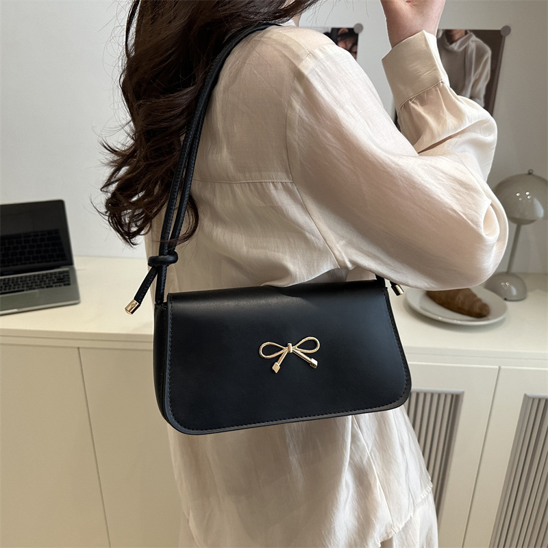 Summer Edition Women's Beauty 2025 New casual bow, fashionable, niche, versatile and stylish single-shoulder crossbody bag Specification drawing