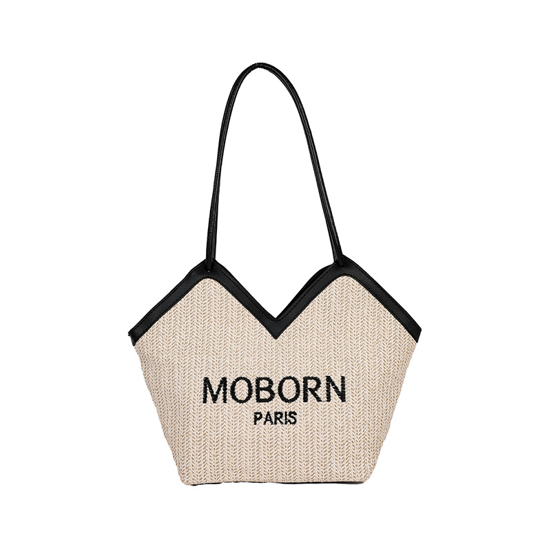 A trendy women's 2025 straw woven casual single-shoulder underarm bag and a fashionable letter-color casual tote bag Item Picture