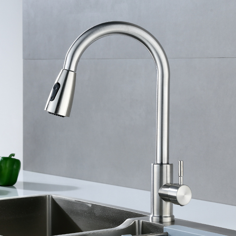 Cross-border foreign trade stainless steel cold and hot pull-out kitchen sink, universal telescopic sink, sink, balcony faucet Specification drawing