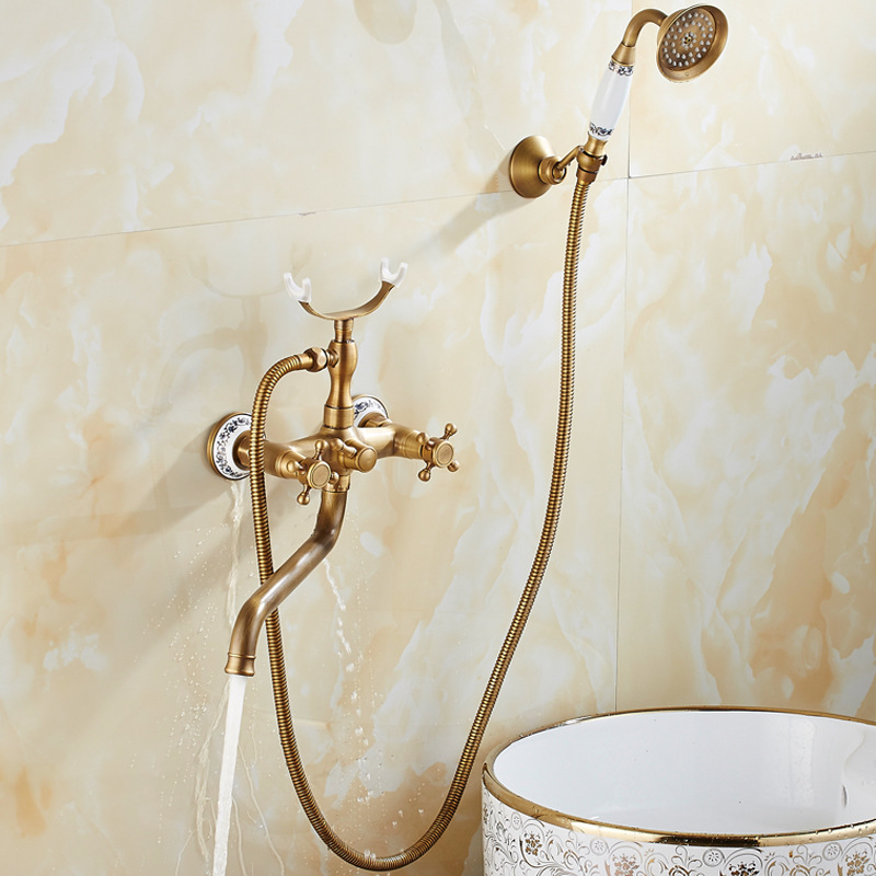 European and American style copper antique simple shower head set, concealed shower head, mixing valve, and extended pipe can be provided on behalf Specification drawing
