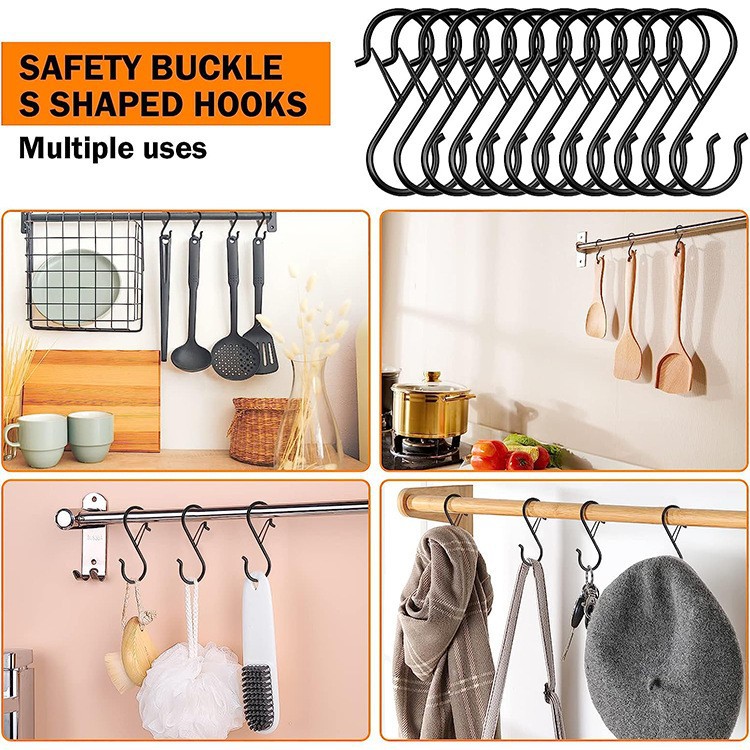 S-shaped hook for hanging clothes, towels, hats and bags without drilling. Multi-functional kitchen, bathroom and toilet hook Specification drawing
