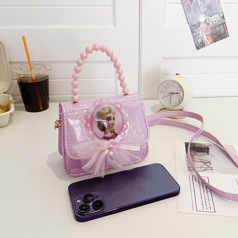 Princess Elsa's new children's crossbody bag, girls' fashionable single-shoulder bag, stylish little girl pearl bag Specification drawing