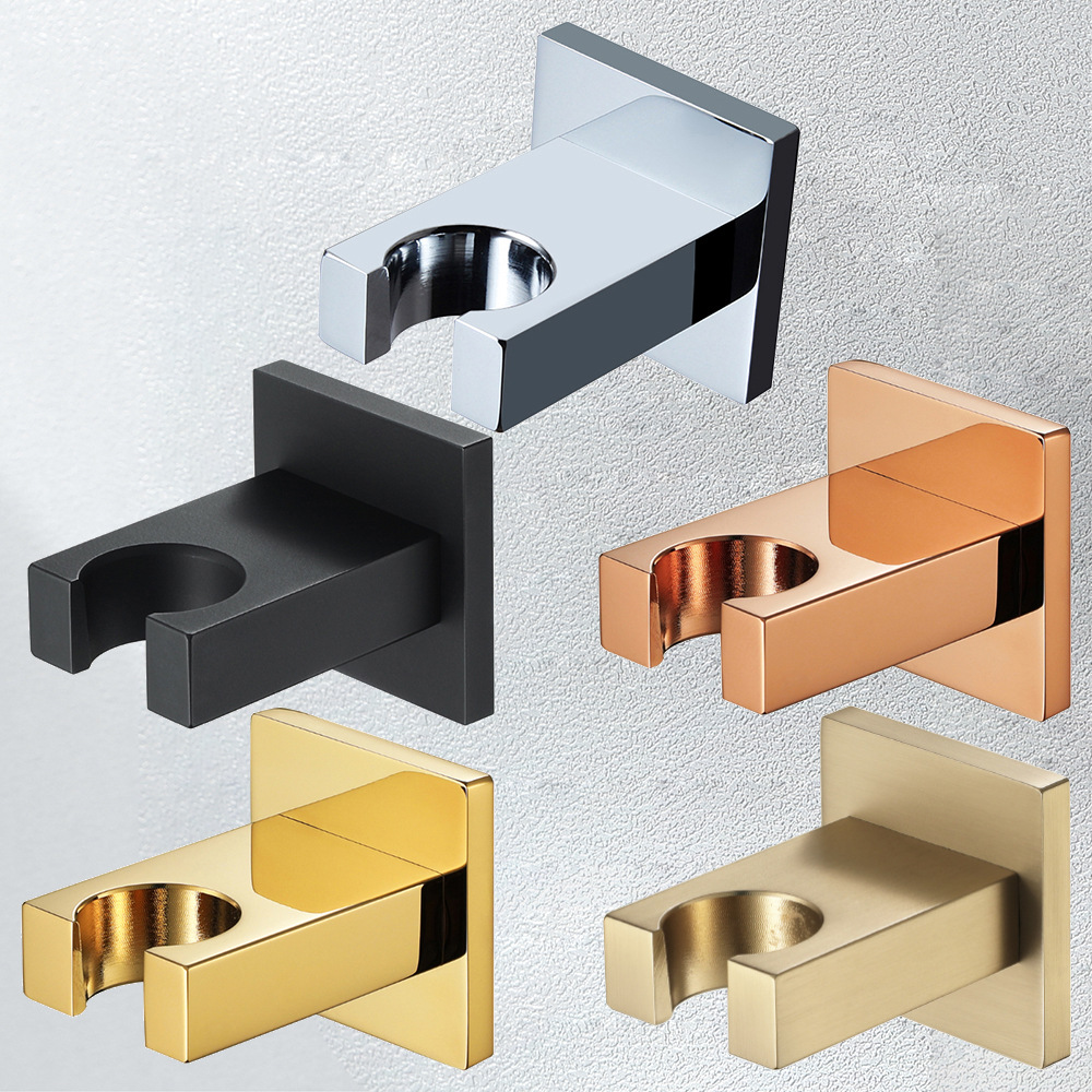 HIDEEP showerhead base without water inlet, chrome-plated black and gold copper square handheld showerhead bracket fixing seat full figure
