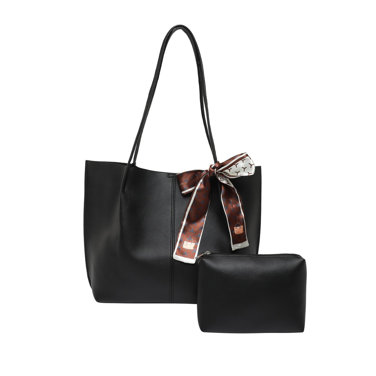 High-end silk scarf handbag for women 2025 Spring New style, fashionable and simple bucket bag, casual commuting single-shoulder bag Item Picture