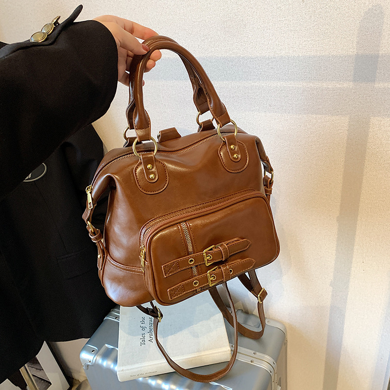 Retro backpack for women, fashionable and casual, large-capacity 2024 new hand-held Korean-style schoolbag, high-end travel backpack Specification drawing