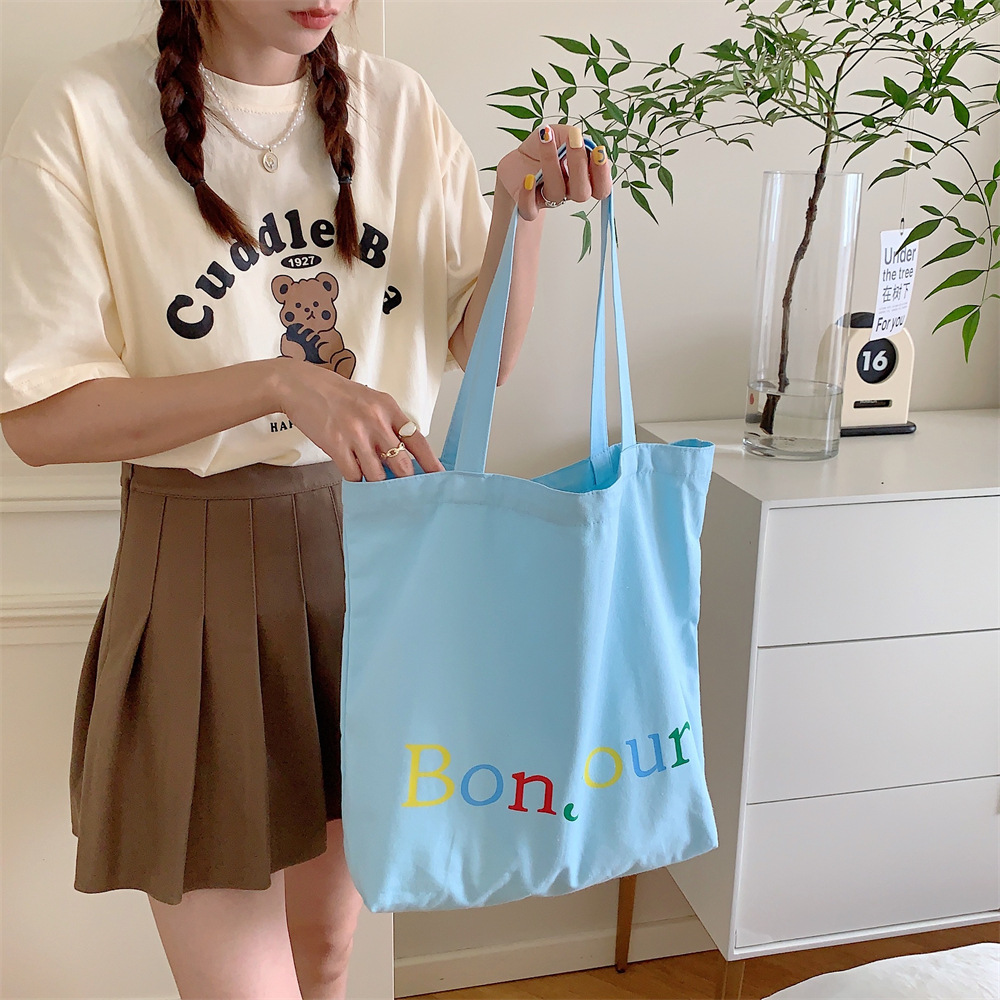 36181 canvas bag Summer letter-printed tote bag ins student book large capacity artistic canvas women's bag Specification drawing