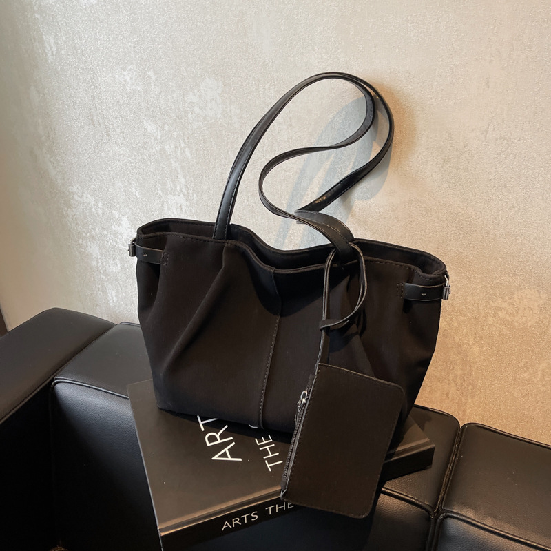 Retro matte large-capacity women's 2024 new style high-end commuter shoulder bag, fashionable hand-held tote bag Specification drawing