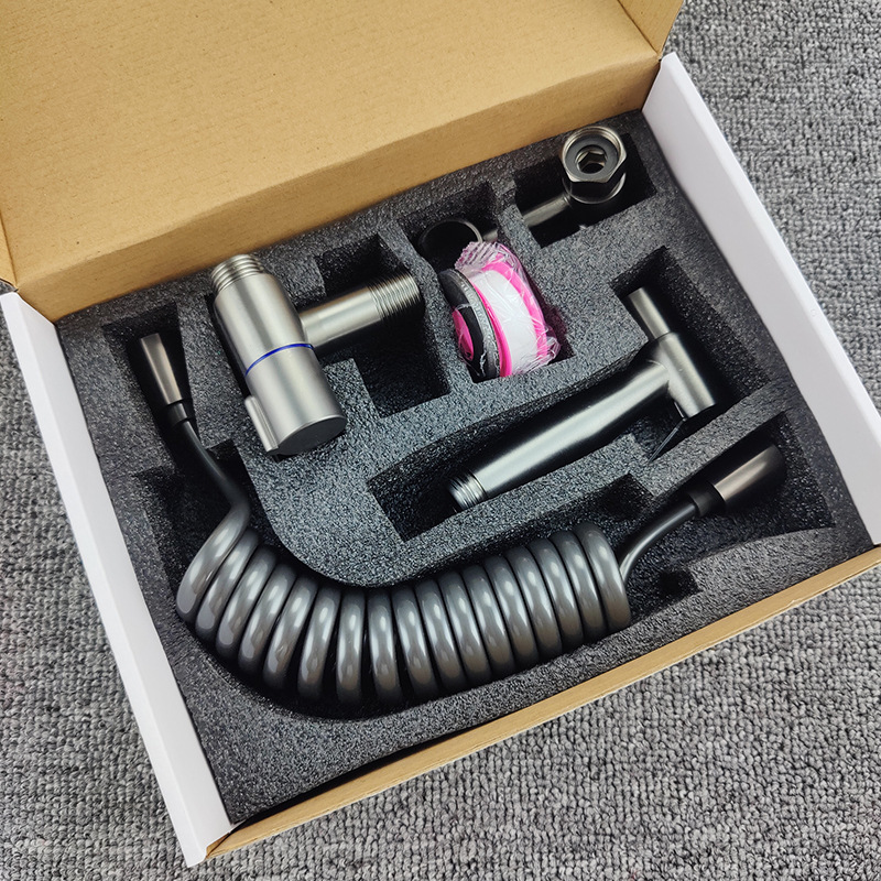 Stainless steel toilet companion spray gun set for flushing and pressurizing, household bathroom, toilet faucet, one in and two out valve Application Scenario