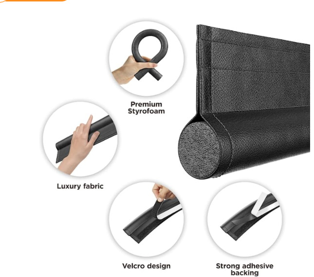 Upgraded sewn door bottom sealing strip, door gap bedroom door thermal insulation windproof strip, thermal insulation dust-proof and insect-proof sealing rubber strip Item Picture