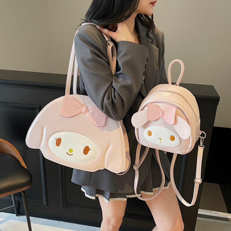 High-end quality and fashionable bow hand-held shoulder bag for women 2025 new style cute cartoon fresh patchwork backpack full figure
