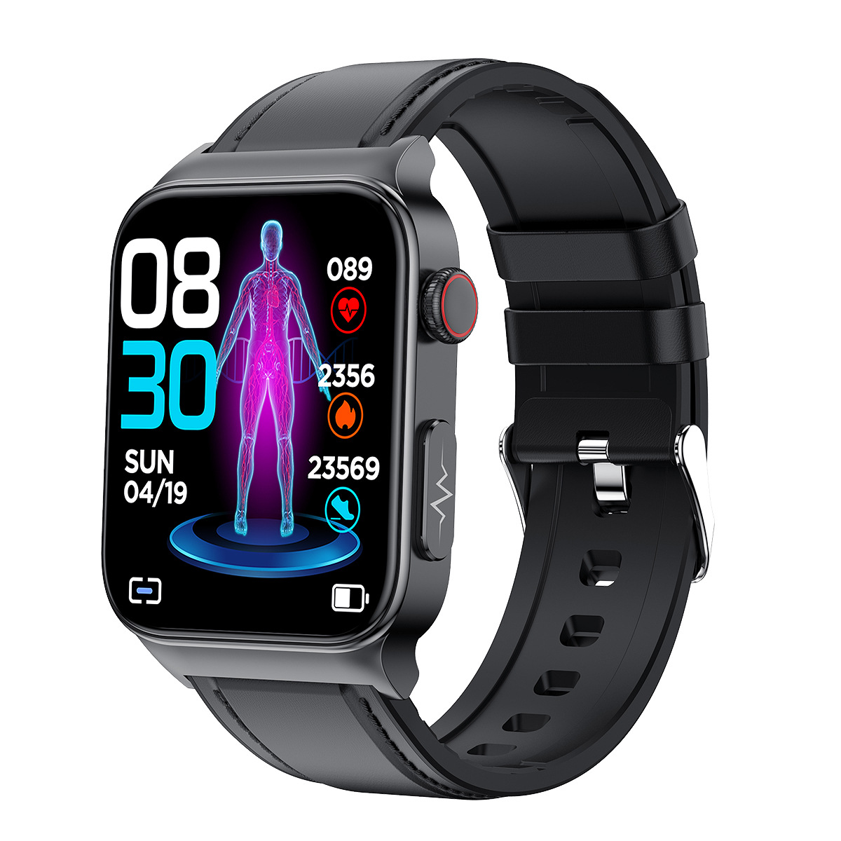 The 2025 new model E500 smart cross-border watch features ECG+PPG body temperature, blood oxygen and electrocardiogram with a 1.83 high-definition screen details Picture