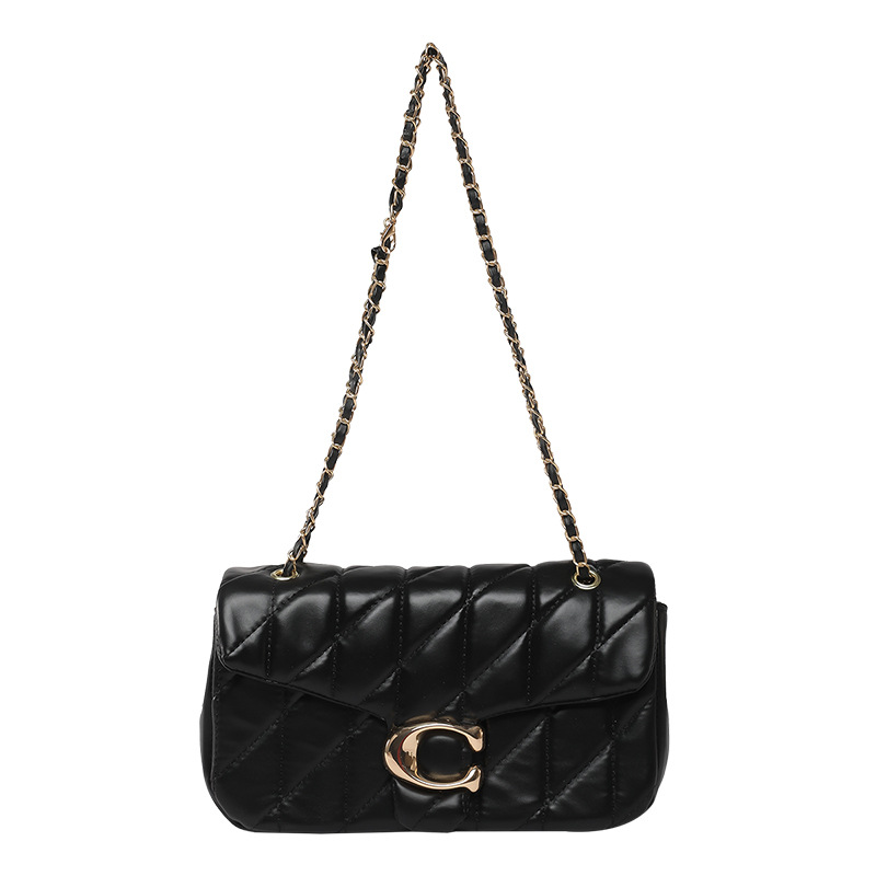 Chain crossbody bag, women's bag, cross-border diamond-shaped embroidered thread single-shoulder bag, fashionable underarm women's small square bag Item Picture