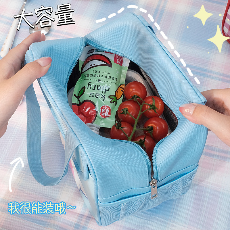 Wholesale of InS-style hand-held cartoon lunch box bags for students, office workers, and insulated bento bags Application Scenario