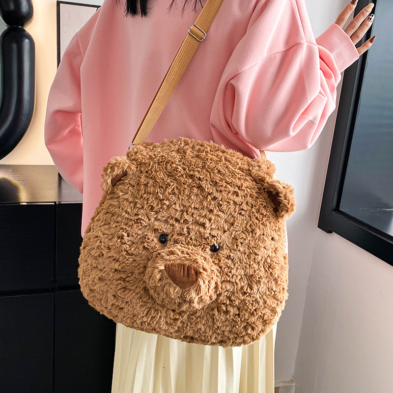 New cartoon Barcelona large-capacity single-shoulder bag, multi-functional backpack, plush backpack, ins Forest series Specification drawing