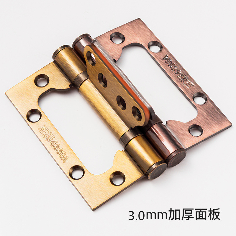 Wholesale of 4-inch wooden door hinges, 3.0mm thick manganese steel and iron hinges, indoor silent hinges details Picture