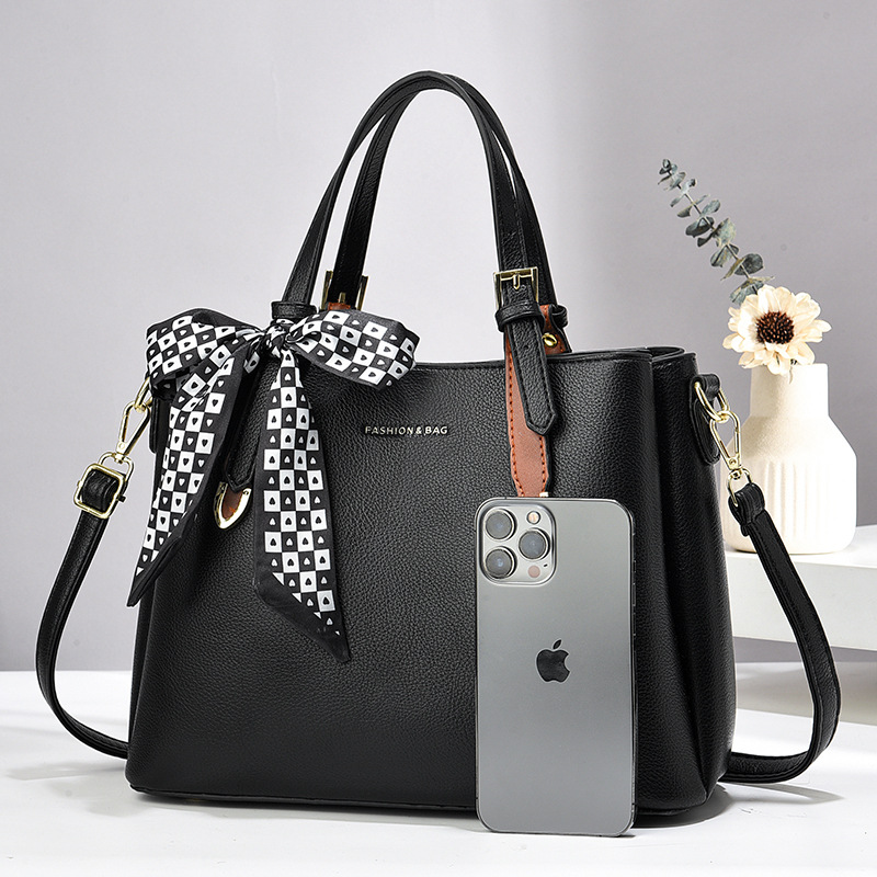 High-end fashion solid-color women's bag, new women's crossbody bag, large-capacity single-shoulder handbag, versatile bag for middle-aged mothers Specification drawing