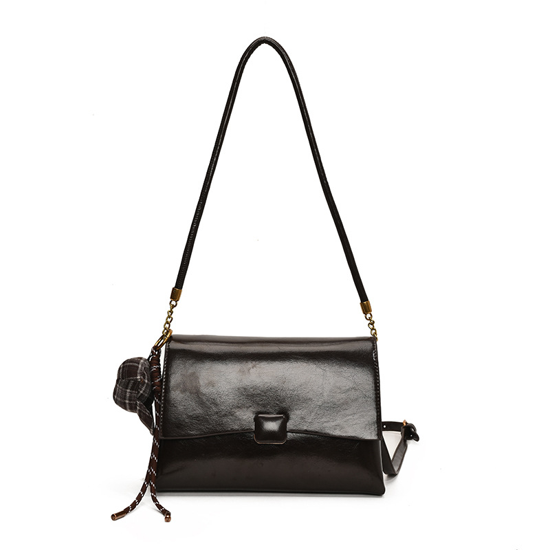 Women's underarm bag 2024 new style, trendy and high-end retro Maillard single-shoulder bag, commuter crossbody small square bag Item Picture