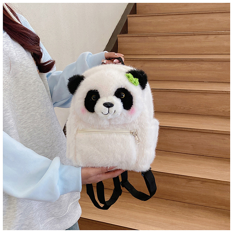 New cartoon backpack, plush red panda, large-capacity doll, cute cartoon schoolbag, backpack, panda on both shoulders details Picture