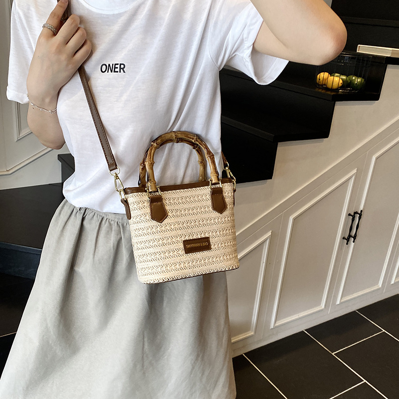 Seaside vacation beach bag, large-capacity bucket bag, women's 2025 summer new handbag, trendy single-shoulder bag, crossbody bag Specification drawing