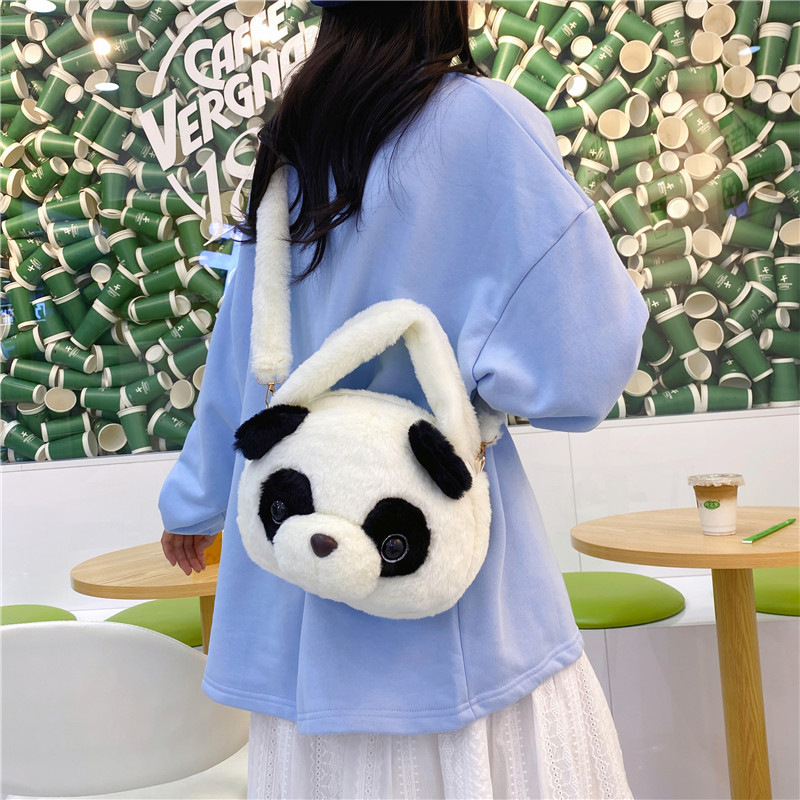 Panda Plush Bag for Women 2023 New Style Japanese cartoon doll crossbody bag, girlish single-shoulder crossbody bag wholesale full figure