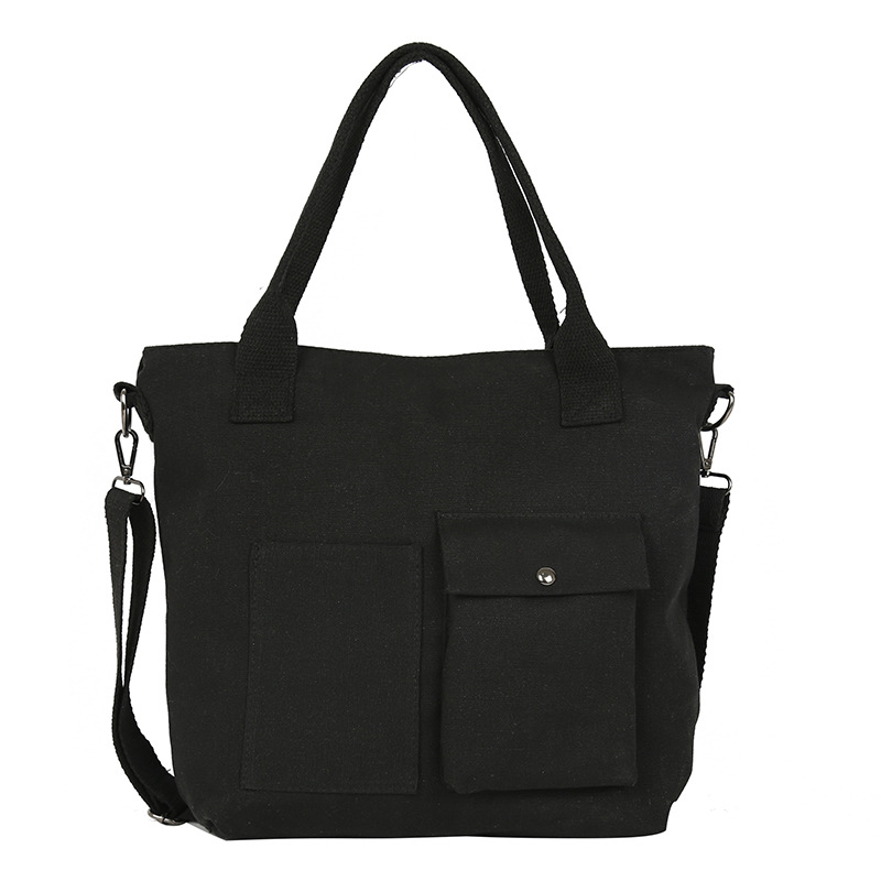 ins women's crossbody canvas bag, women's single-shoulder hand-held cloth bag, Japanese style simple and artistic ulzzang Item Picture