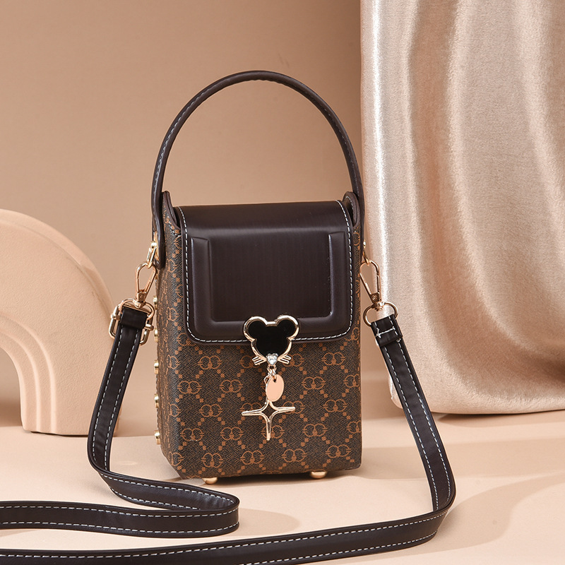 Printed mobile phone women's bag 2023 New style fashionable and individual Korean style trendy and stylish single-shoulder crossbody checkered small handbag Specification drawing