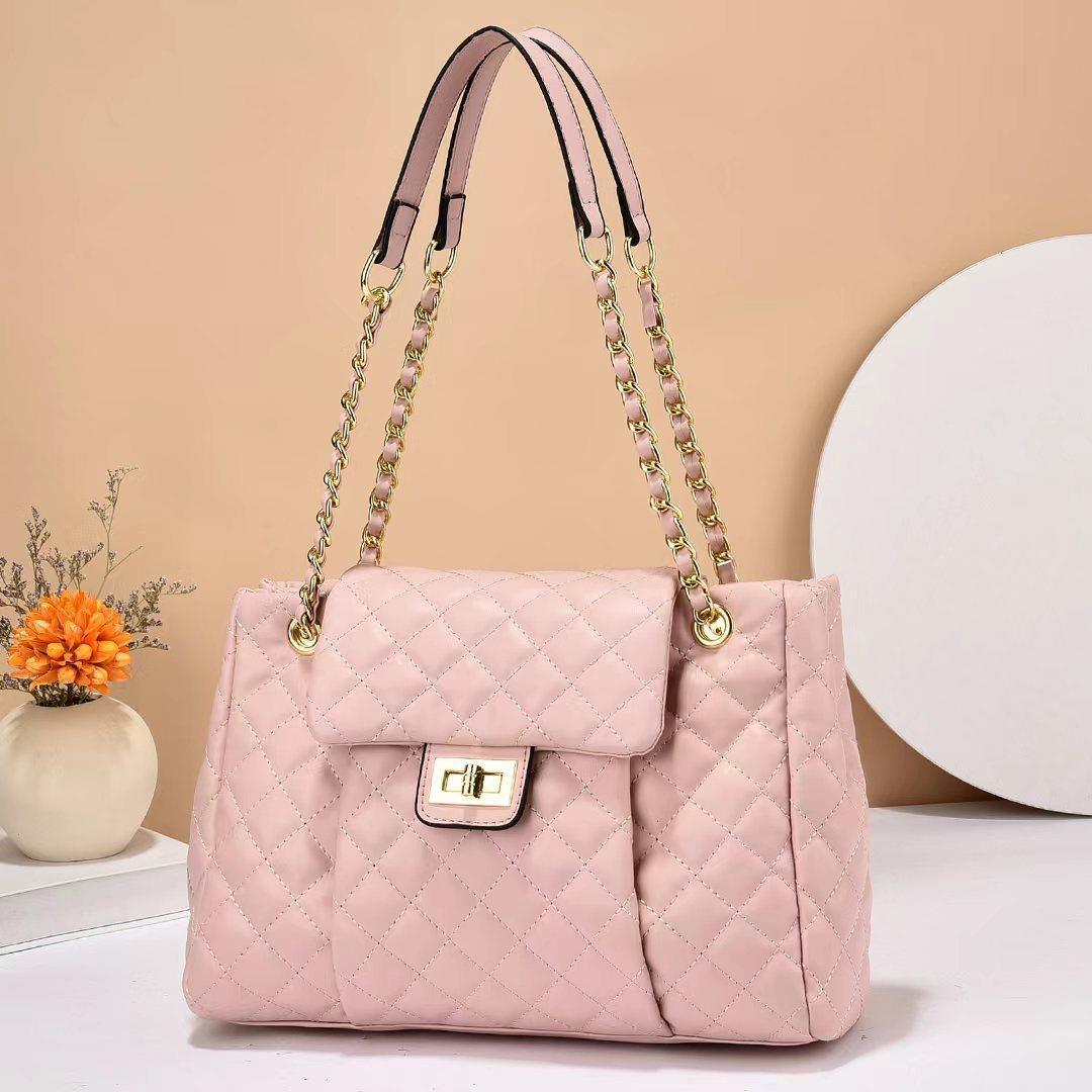 Xiaoxiang style high-quality women's bag, large bag 2025 new model, single-shoulder crossbody, solid color, simple embroidered thread, large capacity, cross-border Item Picture