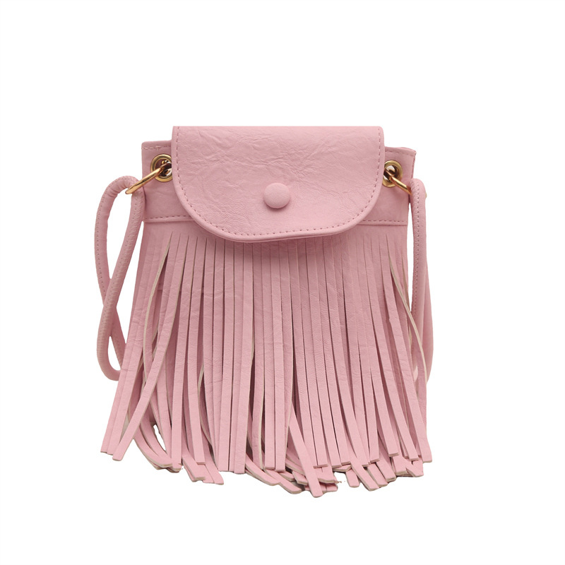 Cross-border new niche American retro fringed mobile phone bag, women's single-shoulder crossbody small square bag, Hong Kong-style bag Item Picture