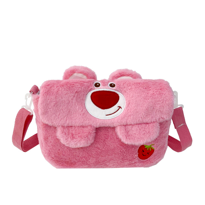 Plush toy postman bag, cartoon cute envelope shoulder bag, 2023 new style Japanese versatile strawberry bear crossbody bag Item Picture