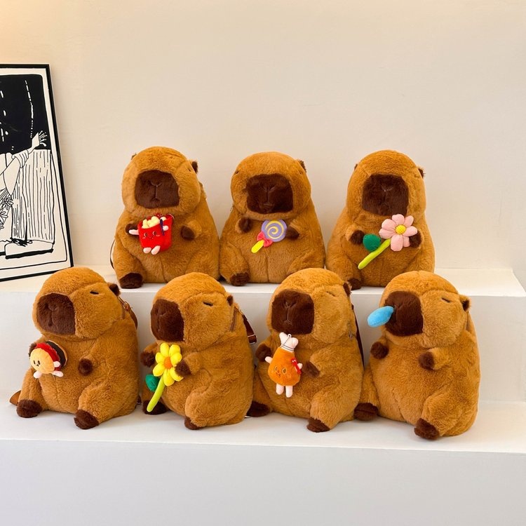 Kapipala plush bag, backpack, children's capybara crossbody bag, cute animal doll backpack, cartoon doll pie full figure