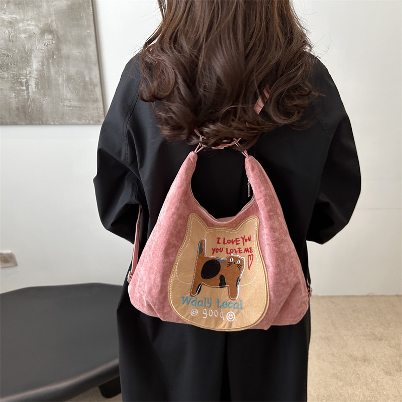 Korean large-capacity tote bag, school-style single-shoulder underarm bag, new 2024 autumn/winter multi-functional backpack, cross-border full figure