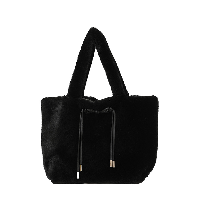 Large-capacity furry bag for women, 2024 new style hand-held plush underarm bag, versatile single-shoulder tote bag for student commuting Item Picture