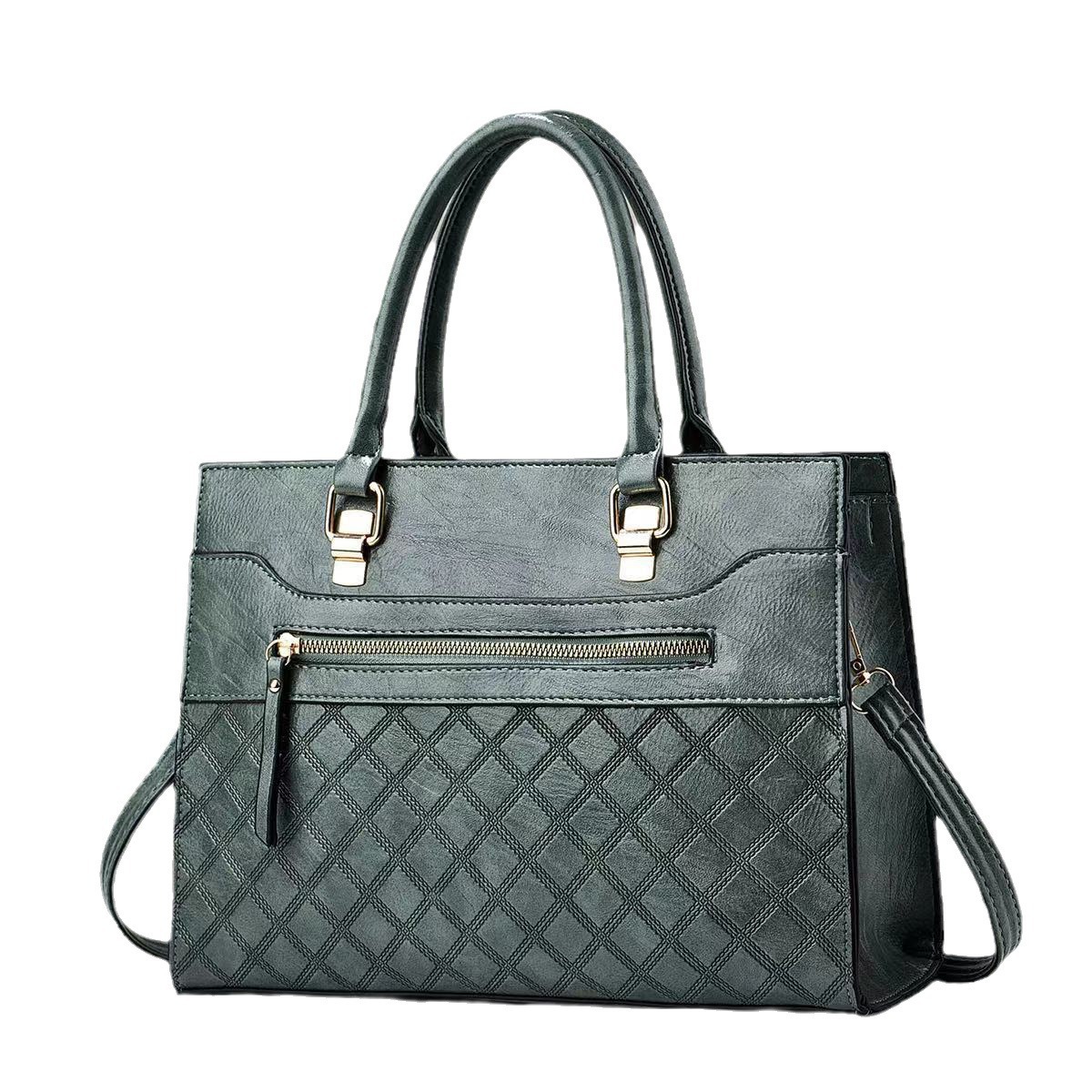 The new diamond-patterned patchwork fashionable and trendy women's bag with a high-end feel, cross-border large-capacity single-shoulder bag, crossbody bag and handbag Item Picture