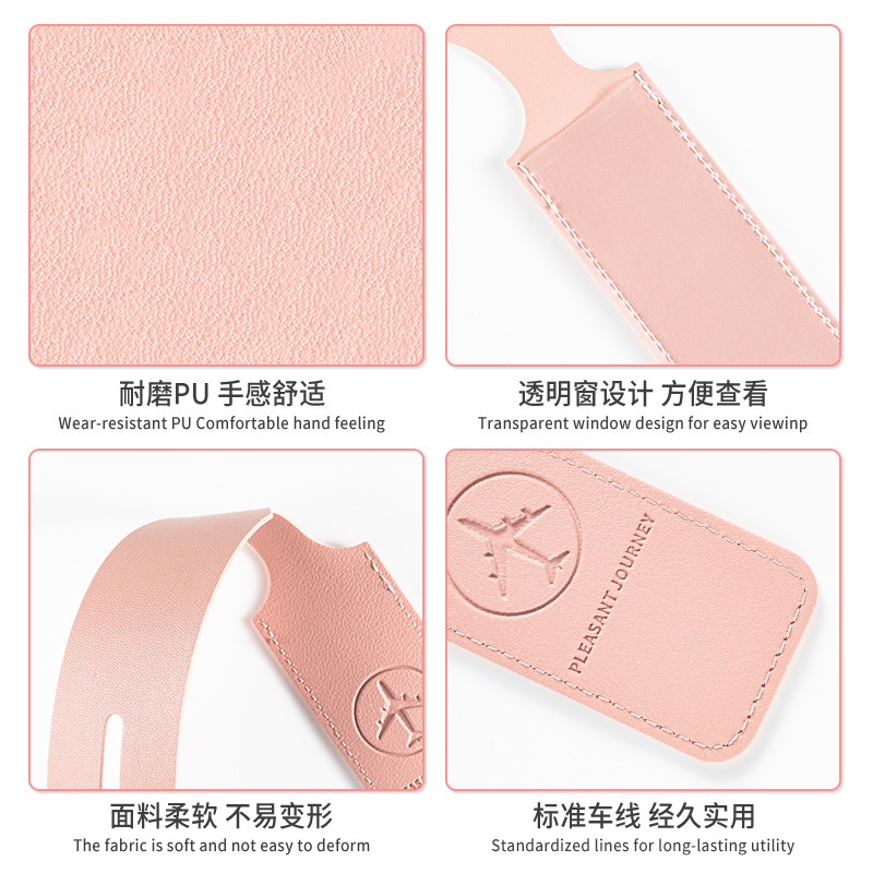 Cross-border in-stock luggage tags, PU luggage consignment anti-loss tags, luggage identification tags, factory wholesale, printed logo details Picture