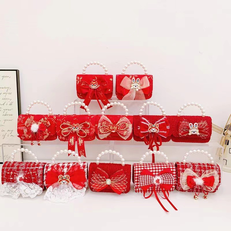 2024 Children's New Year Lucky Money Bag for Girls, Red New Year Greeting Bag for Princess Aisha, crossbody handbag for girls, backpack details Picture