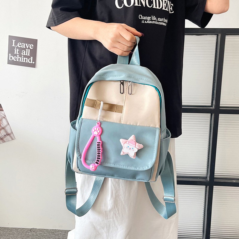 Cross-border trend, unique and niche design backpack, large-capacity, color-blocking and spliced single-shoulder crossbody bag for going out details Picture