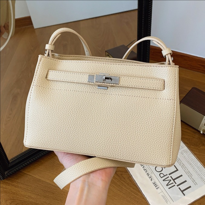 Cross-border lychee pattern versatile small square bag for women 2025 New style, fashionable and retro single-shoulder bag, versatile and high-end crossbody bag full figure